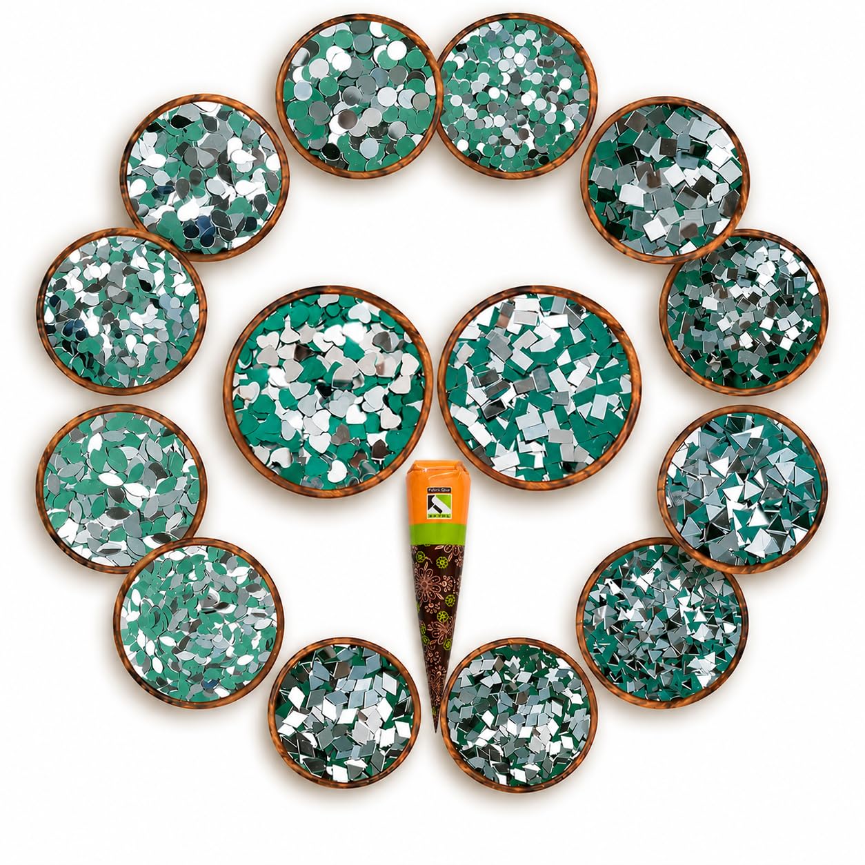 Bits & Bobs | 12 Variety Mirrors Shapes for Crafts | Perfect for Lippan, Fabric, Mandala Art, Jewelry Making | 540 Medium and 1140 Small Shapes Mirrors, Total 1680 Pieces (Set of12, 2 Size)-image-13