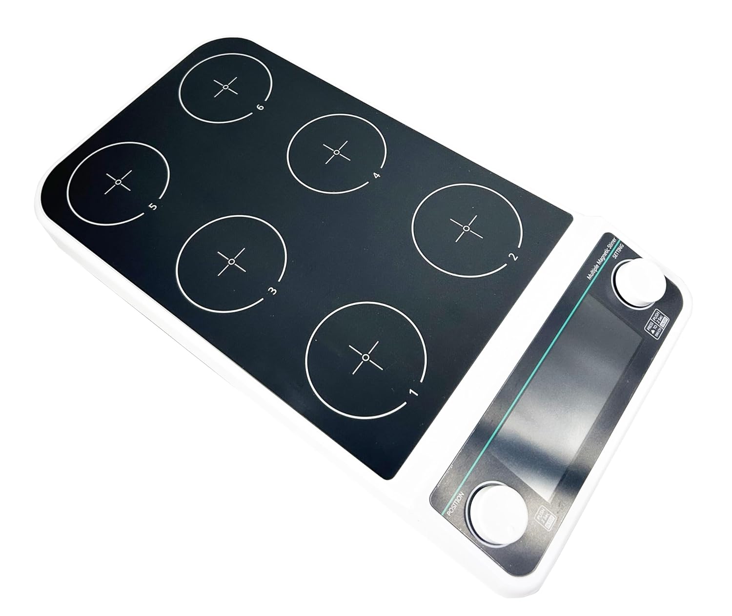 Multi Position Magnetic Stirrer 6 Position Lab Stirrer Magnetic Mixer with 6 Stirring Points Max Stirring Volume 6 * 500 ML RPM 50 to 1500 RPM Plate Size 110MM LCD Display