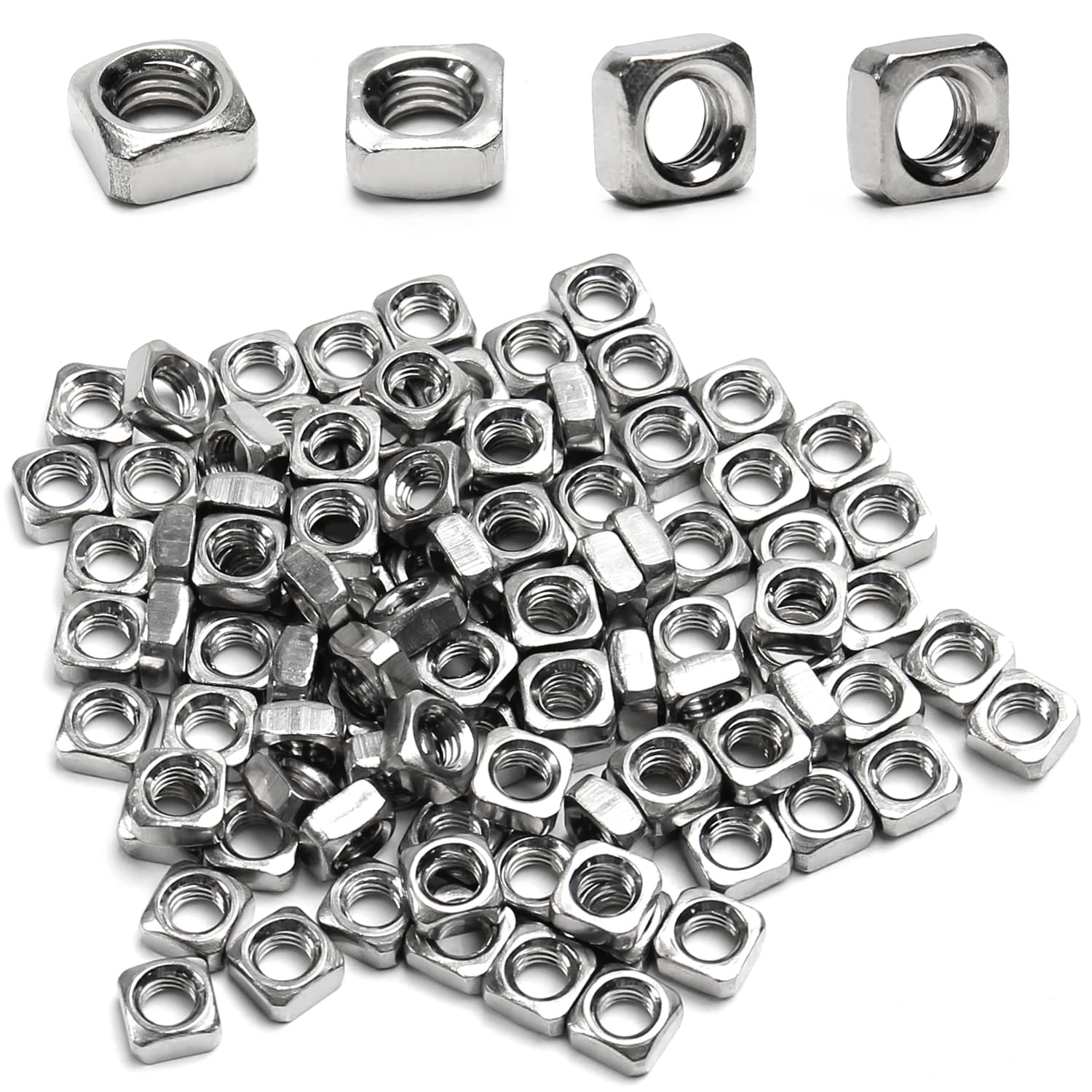 10pcs M12-1.75 Square Nuts, M12 Stainless Steel Square Nut, M12 x 1.75mm 304 SS Nuts, Metric Coarse Thread, No-Spin Square Shape for Wooden Pergolas, Trailer Gates and Home Gym Racks