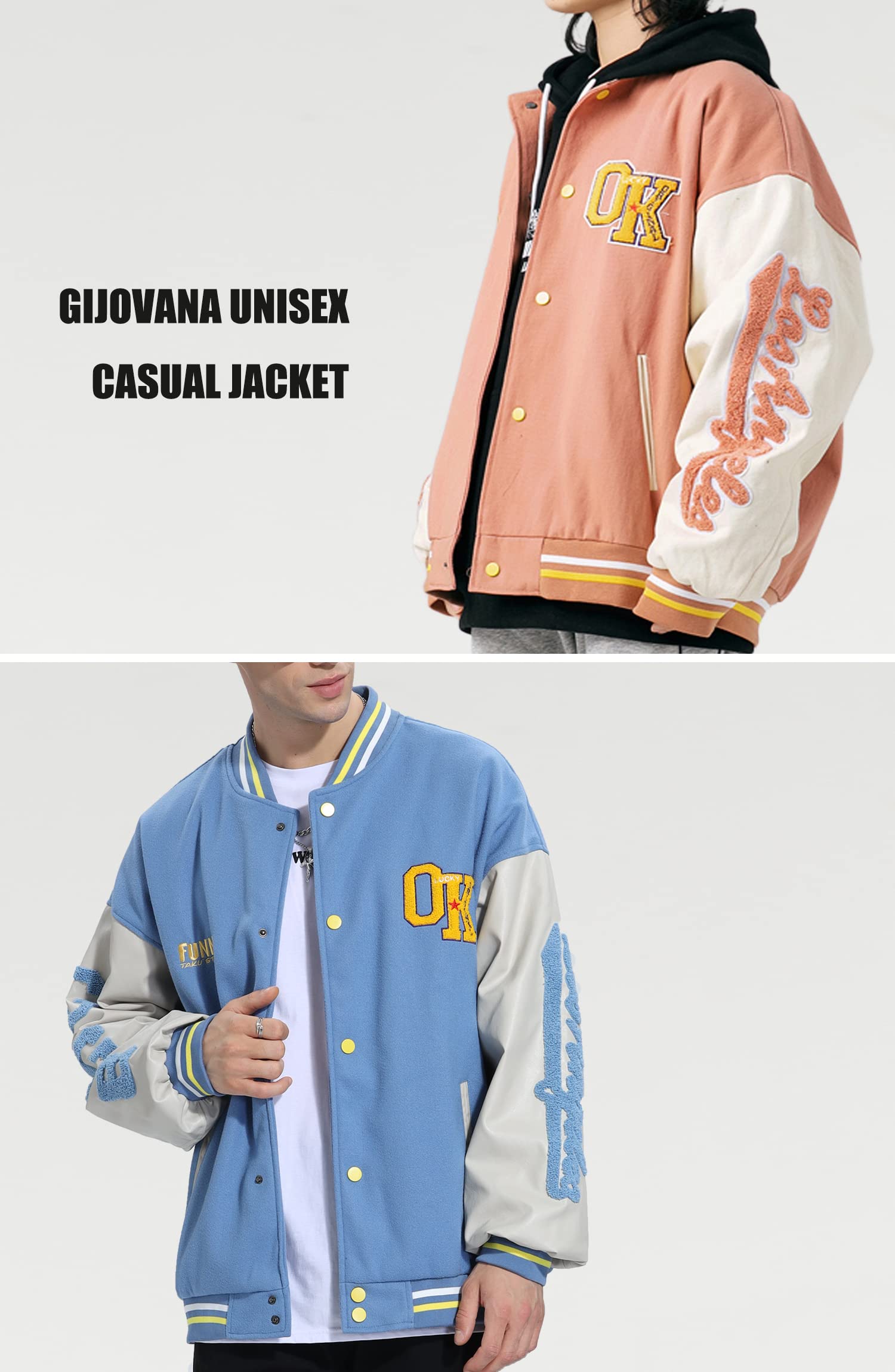 Veste Baseball Homme Unisexe Blouson Léger Manteau Vintage Femme Jacket Casual Hiver Printemps Automne