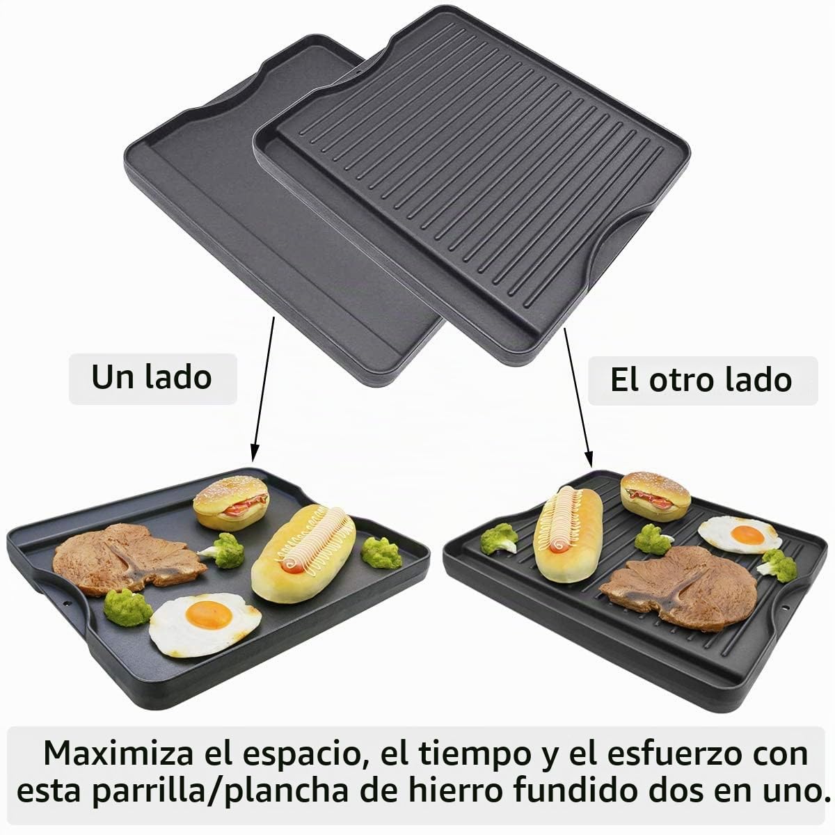 Denmay Plancha de hierro fundido de 34 x 40cm, doble cara, 1 paquete para todas las estufas de Camp Chef y todos los modelos de estufas de Camp Chef de tamaño estándar