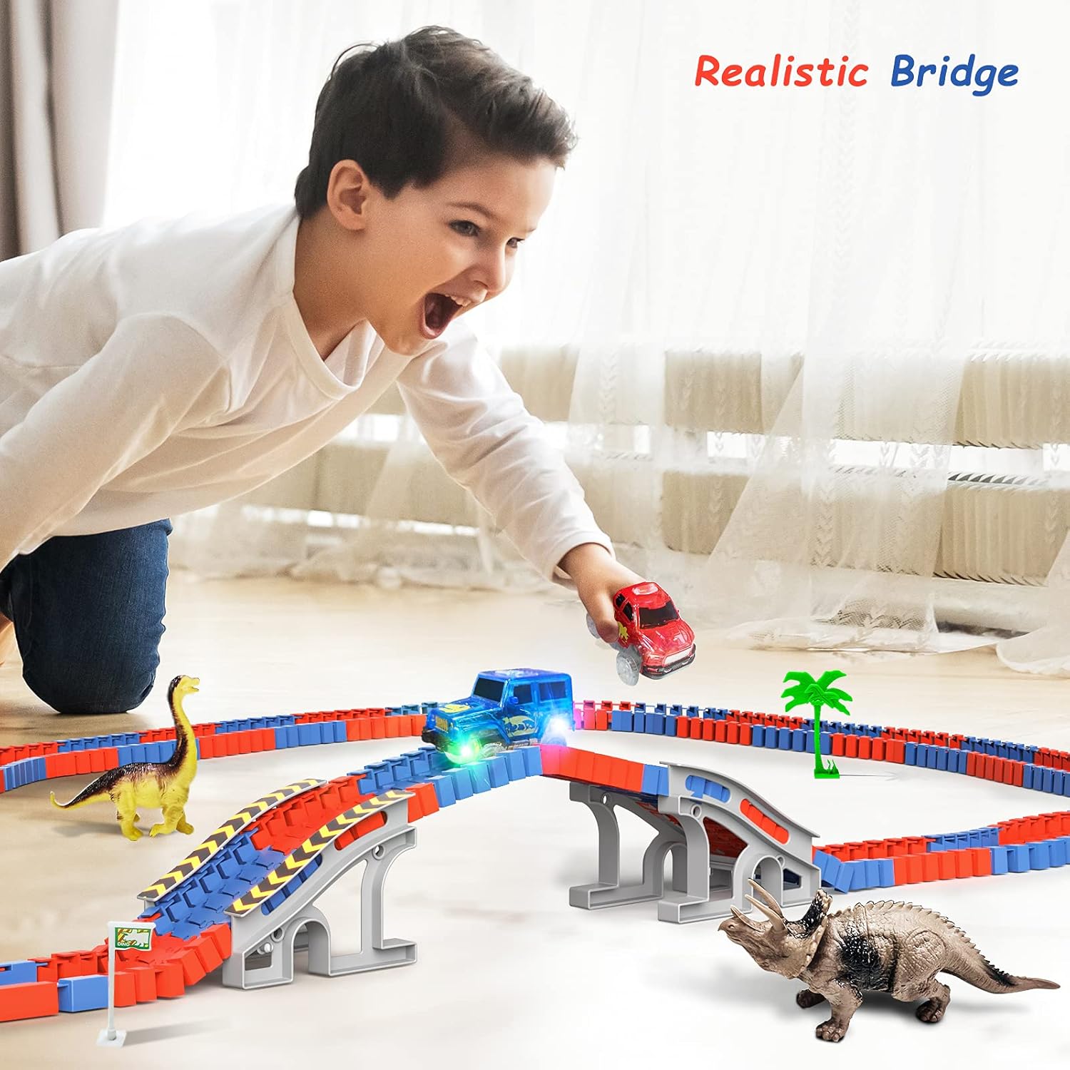 Hottest Sale Dinosaur Toys Race Track with 2 Race Cars, 230 Piece Flexible Train Tracks with 9 Assorted Dinosaur and Castle, Create A Dinosaur World Road, Best Gift for 3 4 5 6 Years Old Toddlers Boys and Girls Best Deal Cheap 🛒 Dinosaur Toys Race Track with 2 Race Cars, 230 Piece Flexible Train Tracks with 9 Assorted Dinosaur and Castle, Create A Dinosaur World Road, Best Gift for 3 4 5 6 Years Old Toddlers Boys and Girls