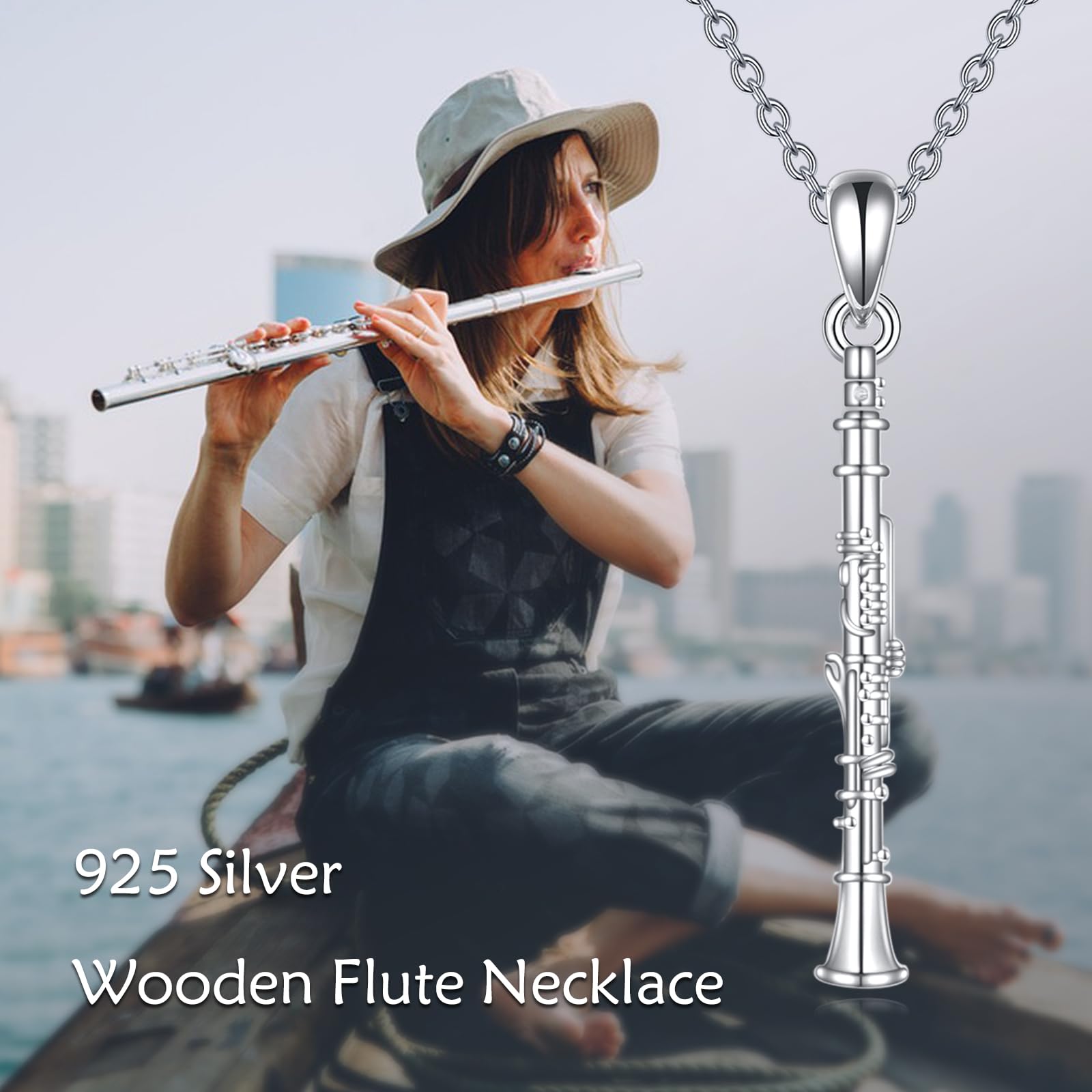 YFN Collana con ciondolo a forma di strumento musicale, in argento Sterling 925, idea regalo per uomo e donna