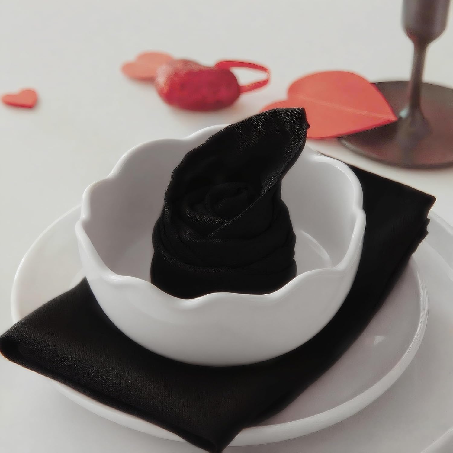 MEANMOY Black Cloth Napkins Set of 4, 17x17 Inch Washable Dinner Napkins
