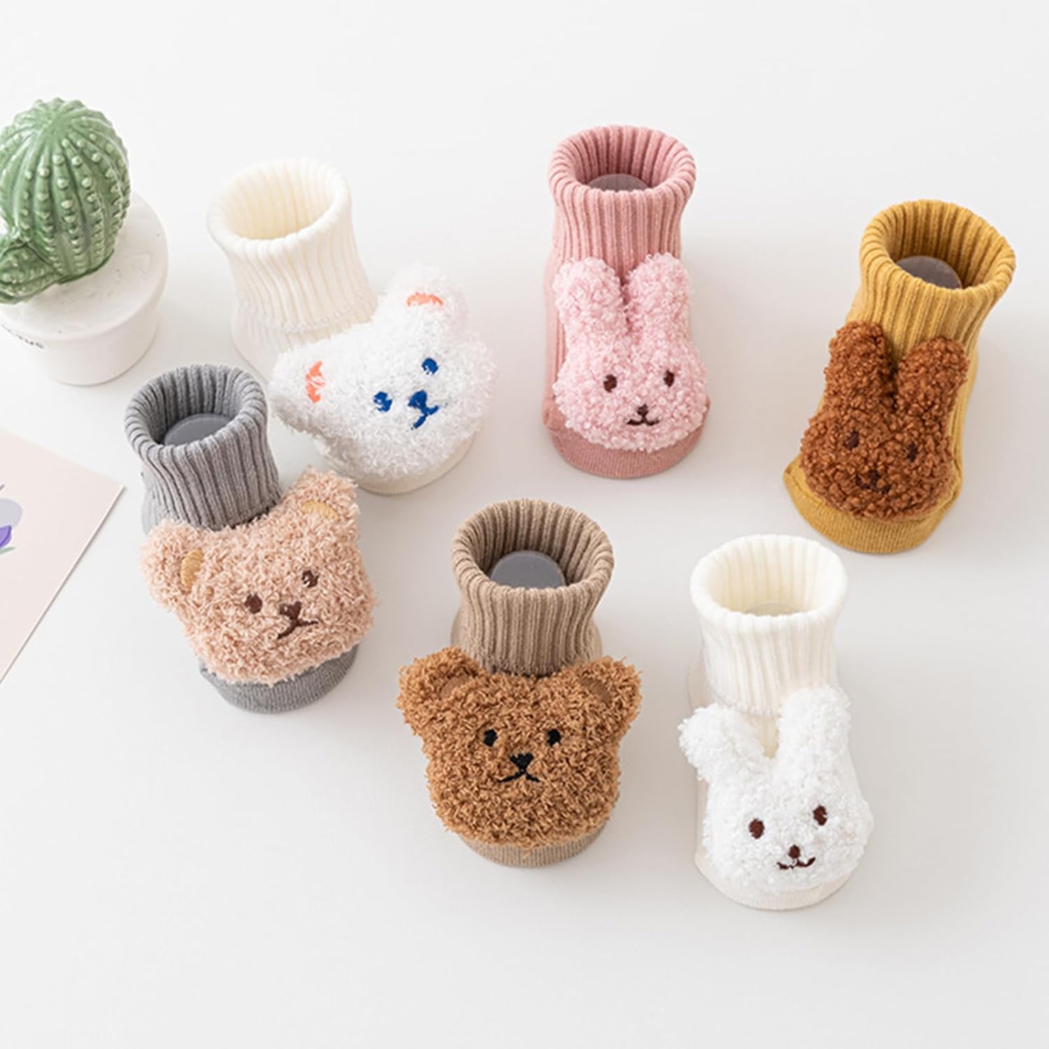Cartoon Bear/Rabbits Socks Antiskid Soles Socks Breathable Firstwalker Winter Warm 0-3 Accessories NonSlip Floor