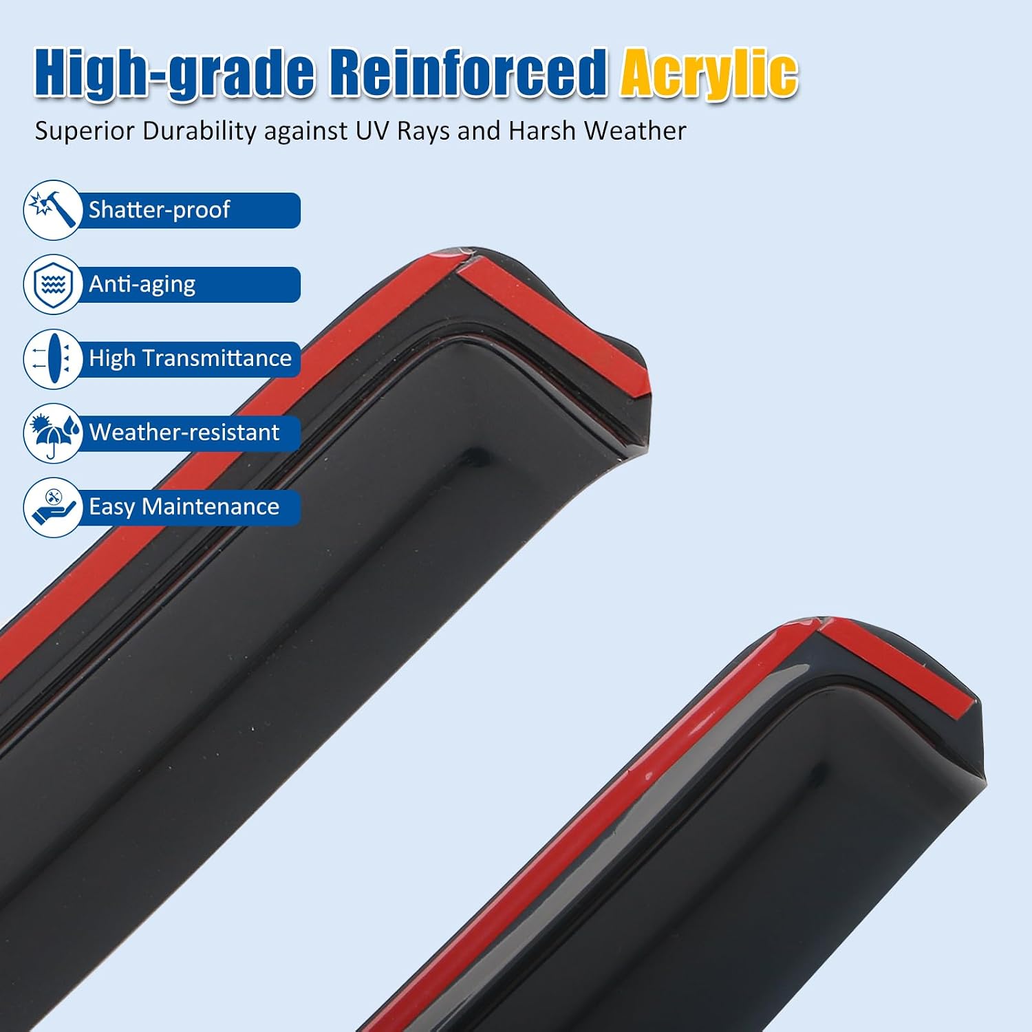 FREEMOTOR802 in-Channel Car Window Deflectors, Compatible with 1997-2017 Ford Expedition& 1998-2017 Lincoln Navigator, Dark Tinted Acrylic Rain Guards Side Window Visors Wind Deflectors, 4-Piece Set