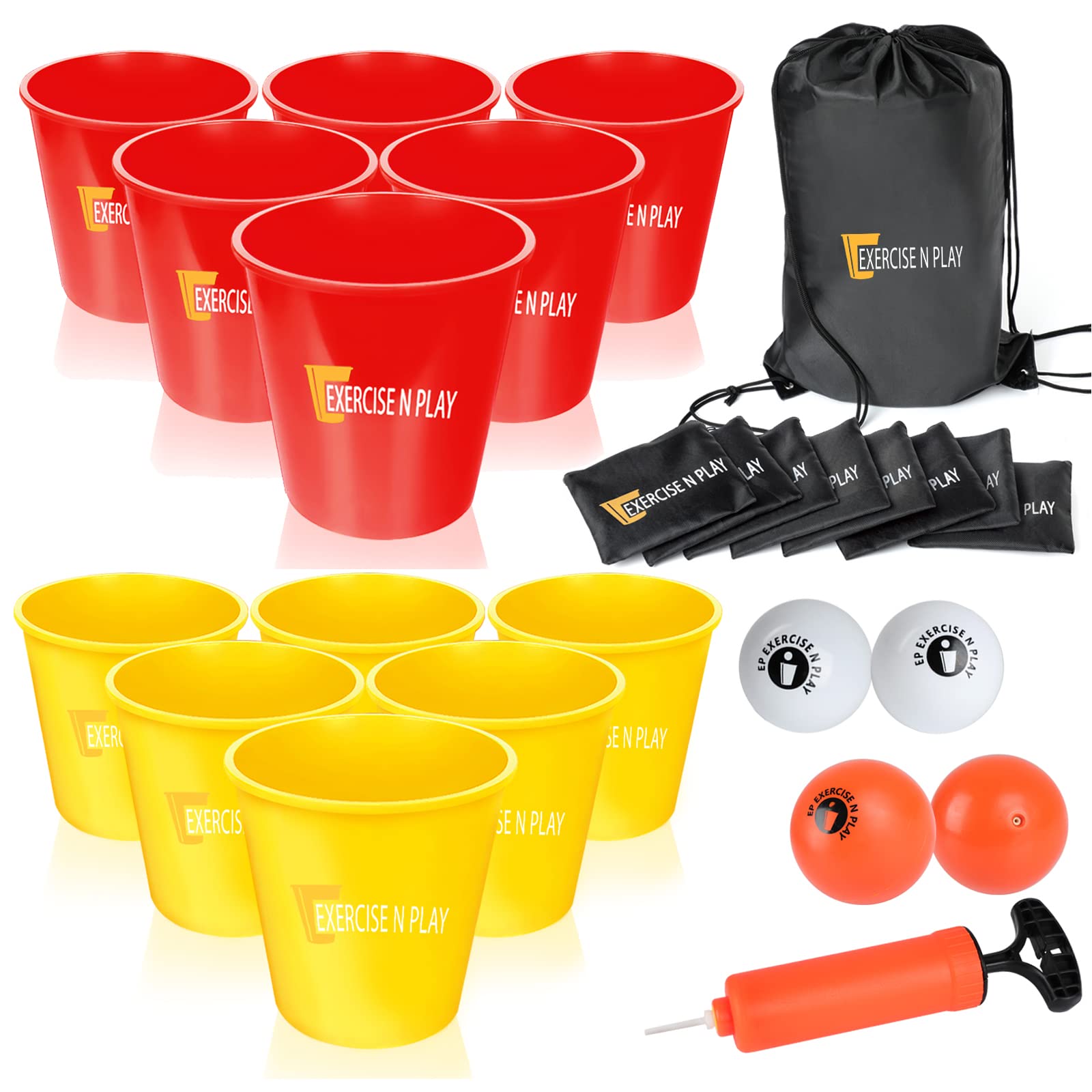 Buy 12pcs Giant Buckets and Balls Yard Pong Tossing Game Set with Carry