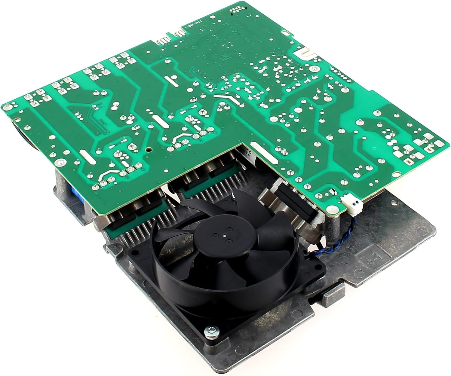 Bund view of the Brandt Fagor IF3S Power Module AS0021115, revealing a cooling fan and the underside of the circuit board.