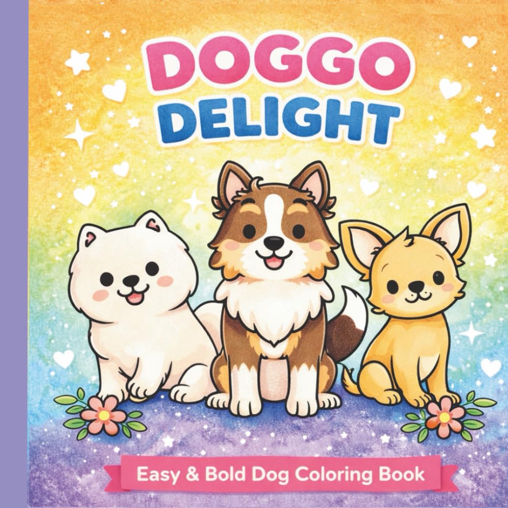 Doggo Delight: 75 Easy & Bold Dog Designs for Relaxation and Stress Relief