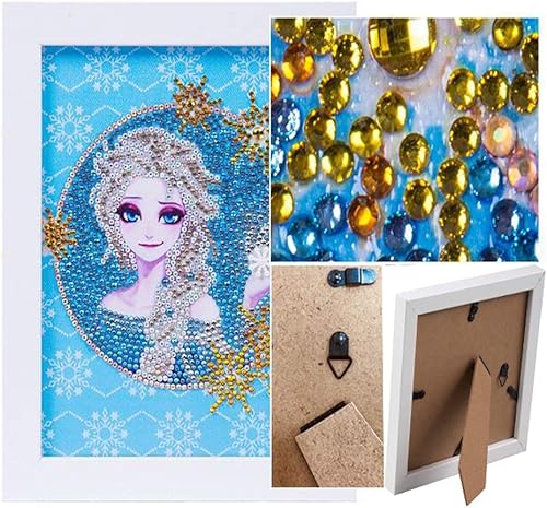 Miniatura 5 de Kits de pintura de diamantes de princesa 5D para niños, kits de puntos de diamante con marco, kits de pintura completa por números para niños,