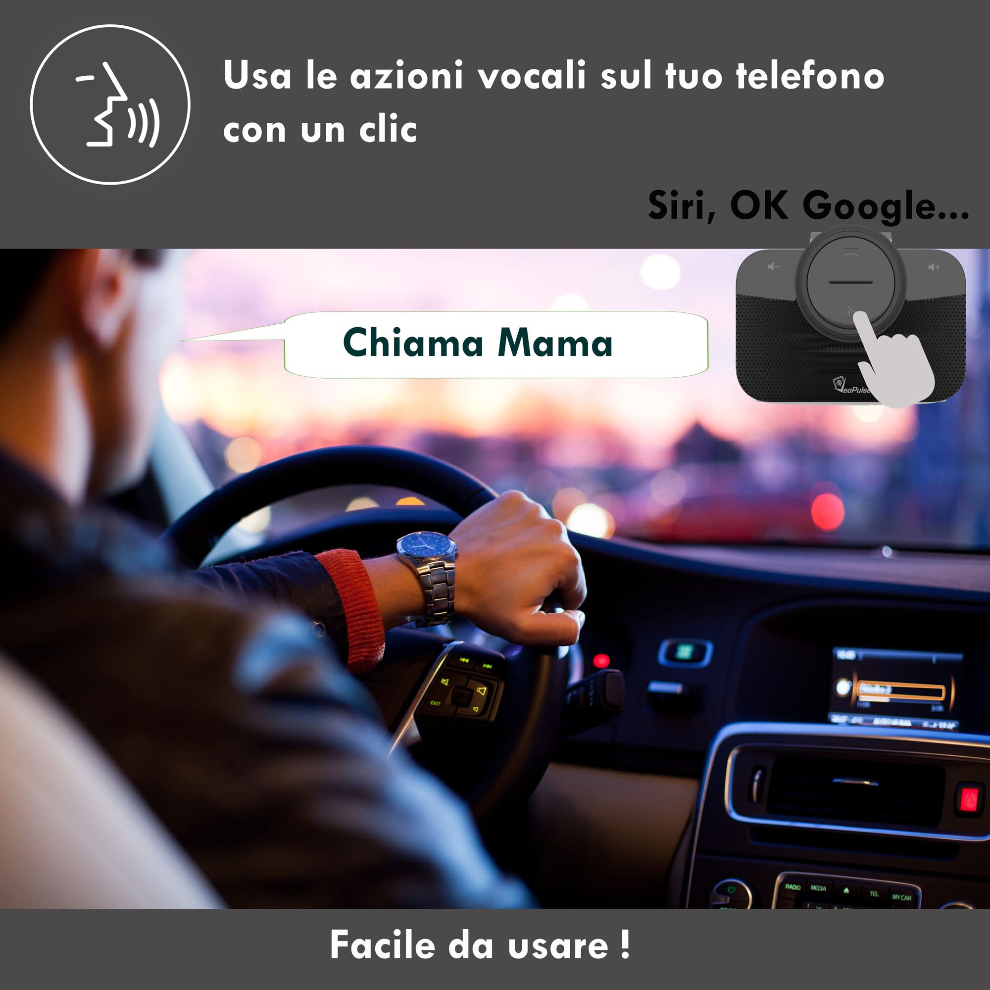 B-PRO 2B Kit Vivavoce per Auto Bluetooth con Accensione e Connessione Automatica per telefonare in Sicurezza e legalità al Volante