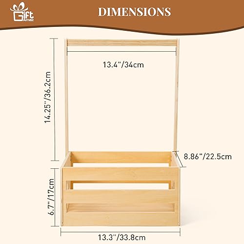 Miniatura 3 de Cesto de madera para baby shower, cesta de almacenamiento para bebés con asa, cesta para regalos de baby shower, cesta de regalo de bienvenida para