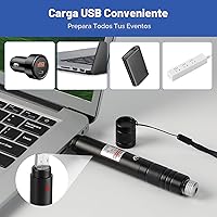 Vista 3 de Puntero láser verde de alta potencia, haz láser recargable de largo alcance, carga USB, para senderismo, presentaciones y uso al aire libre