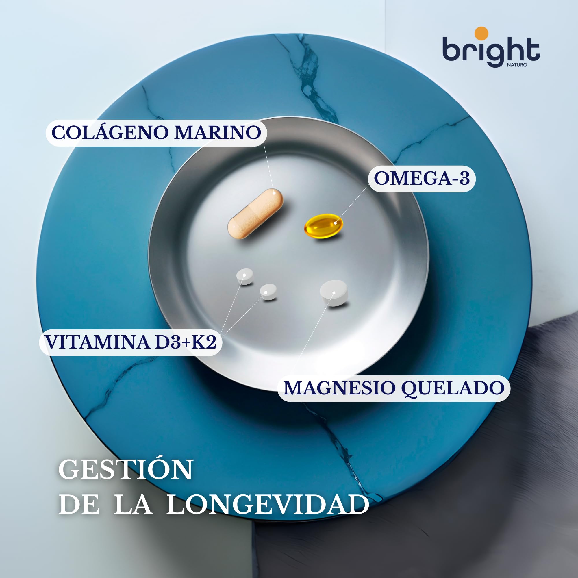 Gestión de la Longevidad - Vitamina D3 K2 8000 UI + colageno con magnesio + Omega 3 - Sin OMG, PHYTO GUIDE | Fórmula Potente para Fortaleza ósea y apoyo al Corazónl | 28 Dosis Diarios