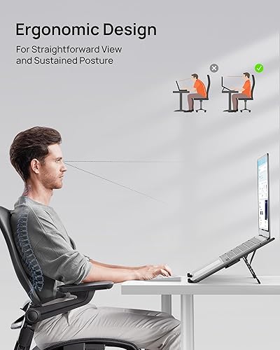 Miniatura 4 de SODI Soporte plegable ultra compacto para laptop, soporte portátil para escritorio y viajes, soporte ergonómico de aluminio para computadora con