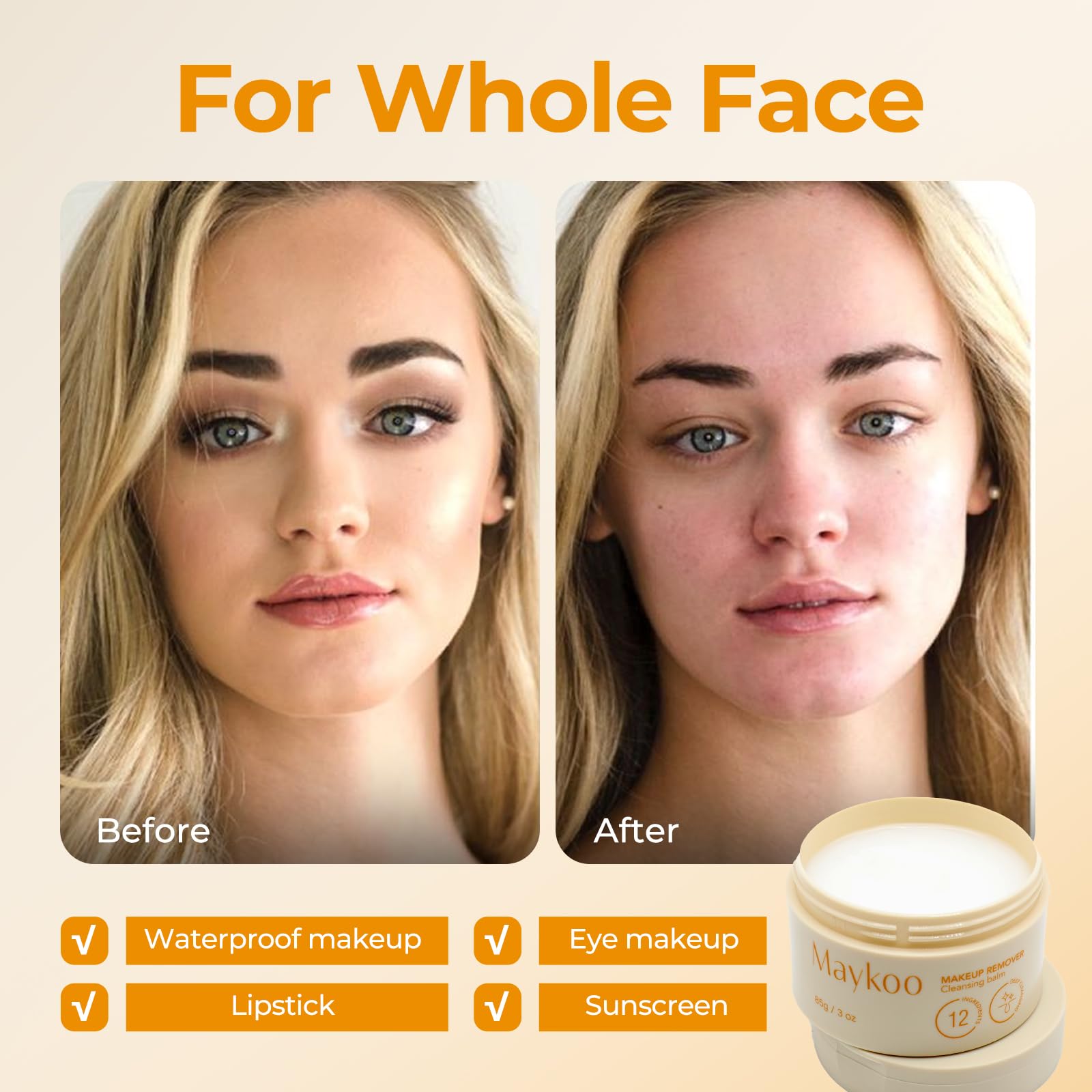 Baume nettoyant 85 g, baume nettoyant pour le visage avec vaccinium myrtillus et huile de pamplemousse, démaquillant doux, facile à rincer et sans résidus, hydratant et végétalien