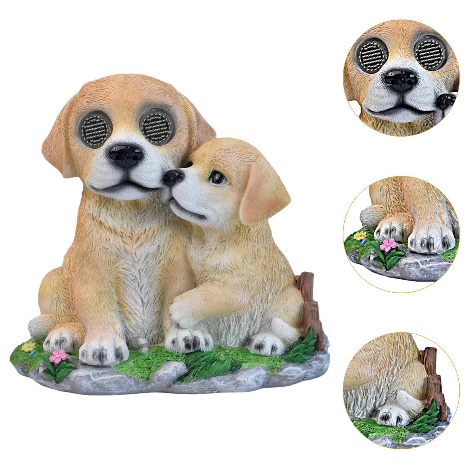 Lampada Solare da Giardino a Forma di Cane, Scultura in Resina, Regalo, Decorazione da Giardino, con Movimento Realistico degli Occhi, Statuetta