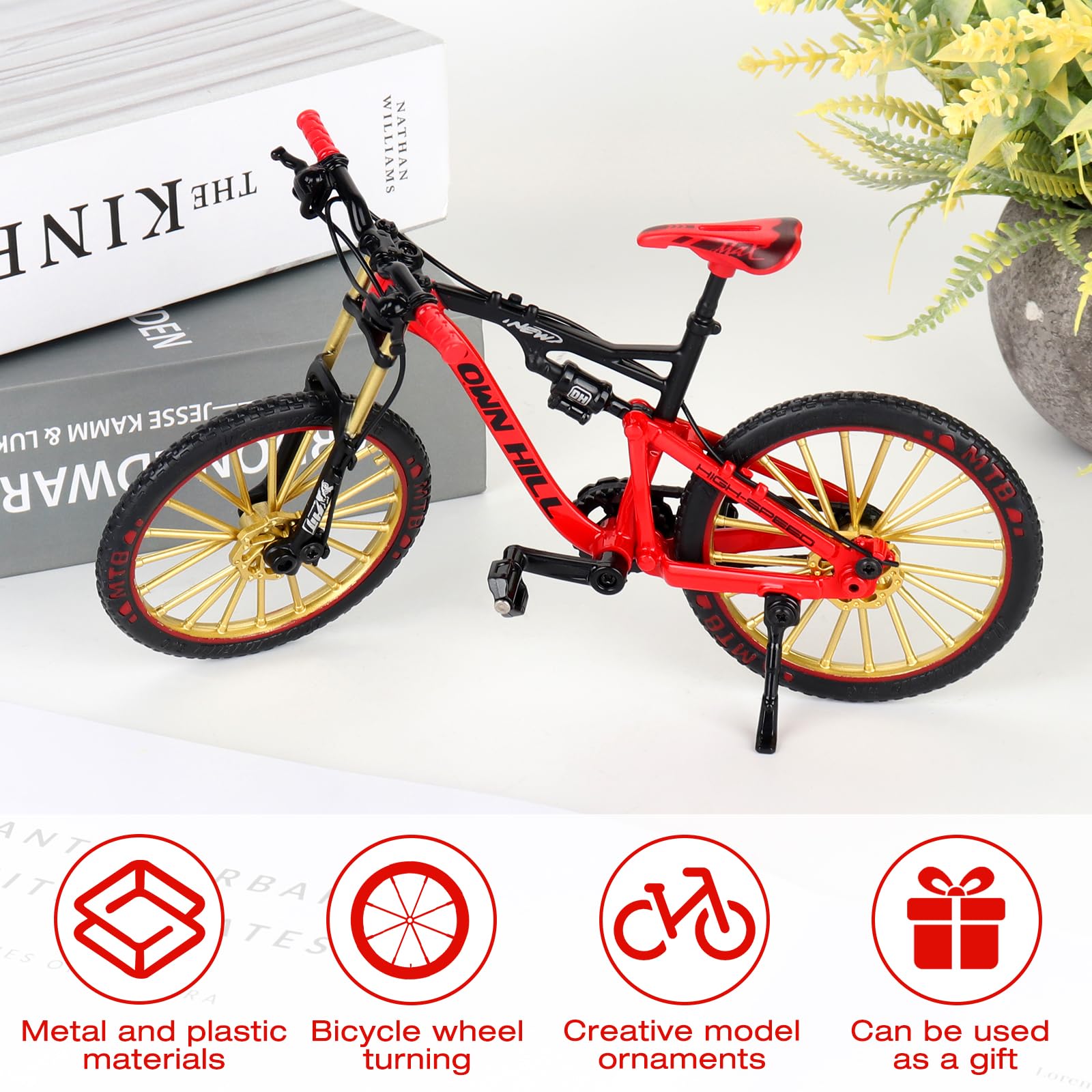 Mini Bicicletta Giocattolo 1:10, Bicicletta da Dito, Modello di Bici da Ditoornamento Modello Regalo per Bambini per l'insegnamento Casa Ufficio Club(Rosso)