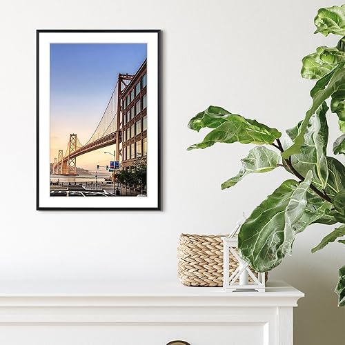 Miniatura 2 de Frametory, Marco de fotos de aluminio de 13 x 19 pulgadas, marco negro de 13 x 19 pulgadas con paspartú de color marfil para fotos de 11 x 17