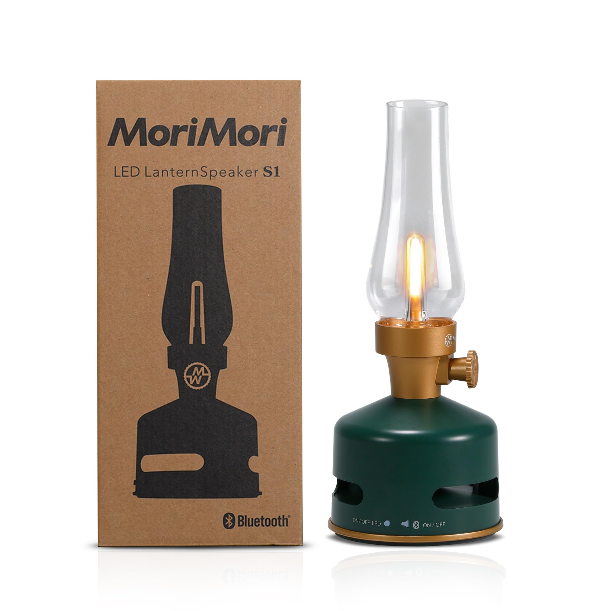 KOOKOO MoriMori Lampada di design con altoparlante (Basil-moos)