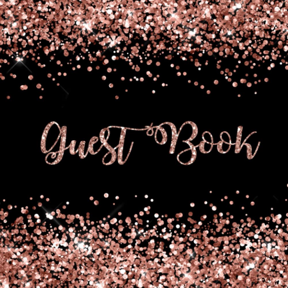 Rose Gold on Black Guest Book with Gift Log for a Woman