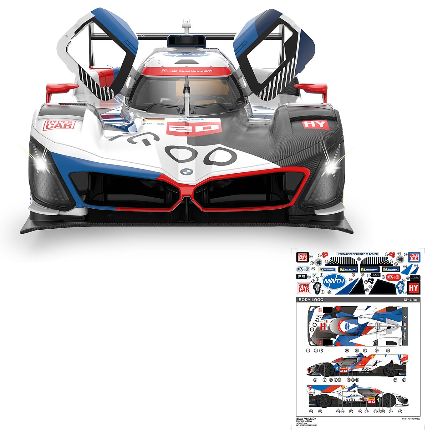 JAMARA 402210 BMW M Hybrid V8 LMDH 1:14 2,4 GHz – zdalnie sterowany samochód, samochód RC, dziecięcy zabawkowy samochód z pilotem zdalnego sterowania, model samochodu, prezent dla dzieci, wierne