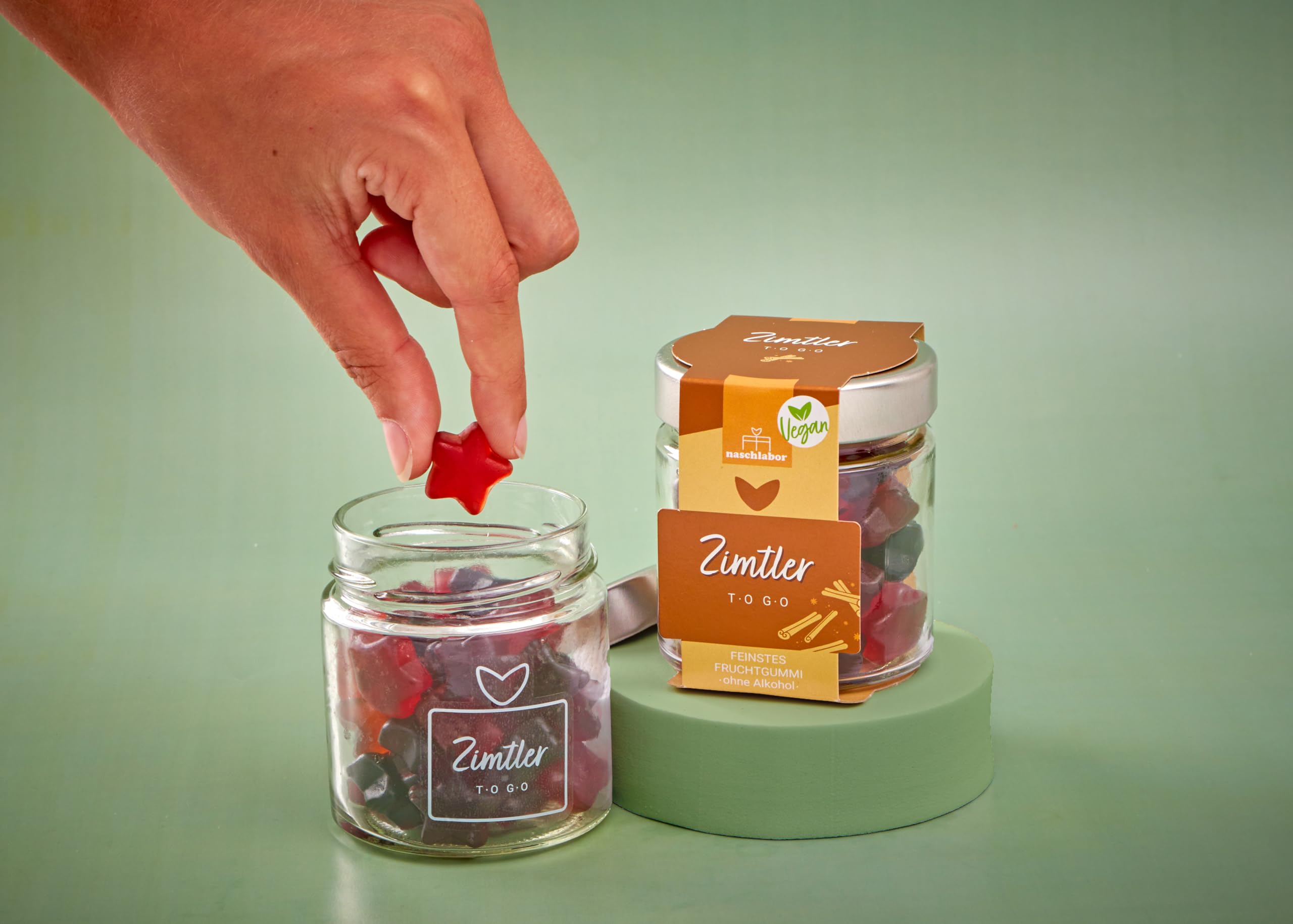 8 Stück Alkoholfreie u. hochwertige Weihnachts-Fruchtgummi 120g | Zimtler To Go vegan | süßes, veganes Feinkost-Geschenk zu Weihnachten | Große Verpackung