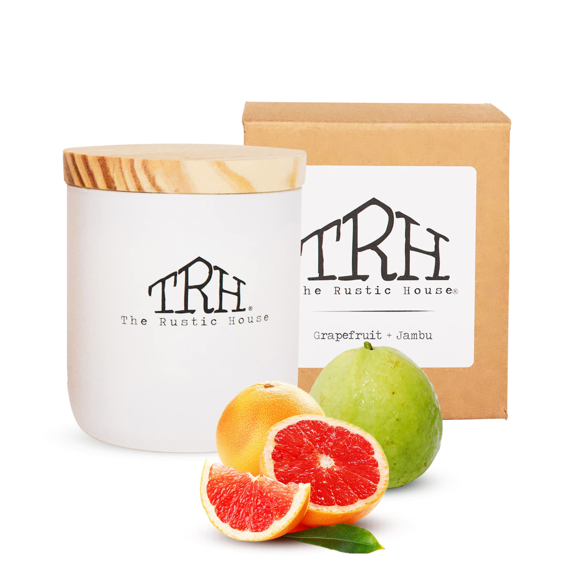The Rustic House Candles Soy Wax Spring + Summer Scented Candle | Long Burning Fresh Scent Non Toxic Candles | Hand Poured Soy Candles for Home Scented Candles, Grapefruit + Jambu
