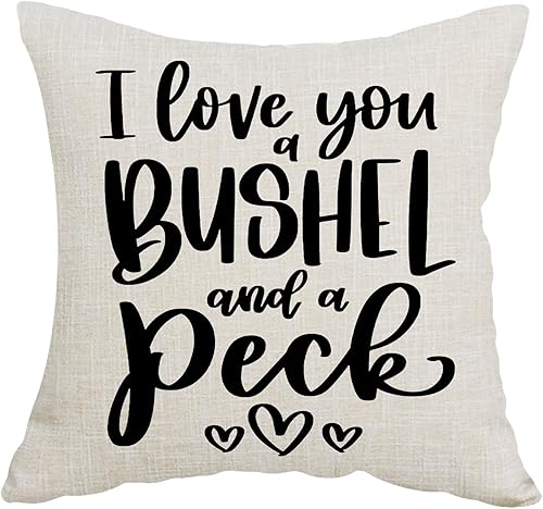 Black Word Art I Love You A Bushel and A Peck Lover - Funda de almohada decorativa, funda de almohada, silla, sofá, cama, decoración del hogar,