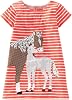 Youlebao Girls Cotton Long Sleeve Casual Cartoon Appliques Striped Jersey Dresses
