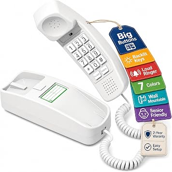 iSoHo Phones Landline Phones for Home, Big Button Corded, Choctaw White