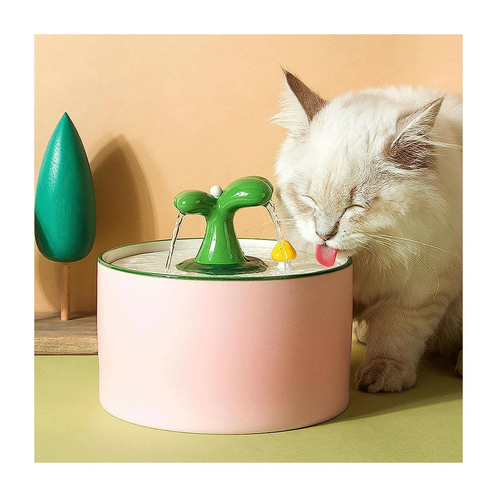 1.5L Automatic Cat Water Fountain with Quiet Pump Electric Ceramic Pet Water Dispenser for Cats Kitty Dogs Multiple Pets(Pink)