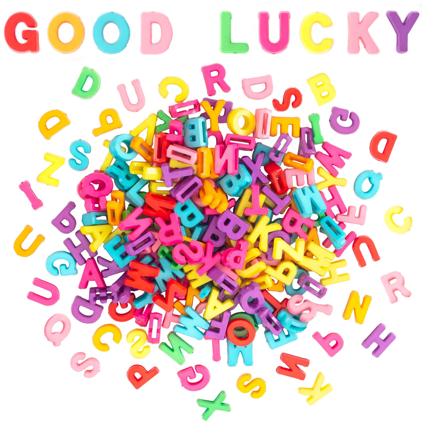 SmallCat 100pcs Alphabet Letter Craft Beads Mixed Color 3D A-Z Initial Letter Resin Charm Bead Bulk Plastic Cute