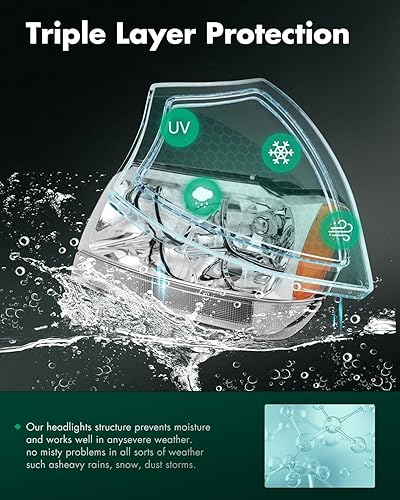 Miniatura 4 de SCITOO Faros delanteros para Jeep Grand Cherokee 1999-2004, carcasa cromada, reflector ámbar, lente transparente, lado del conductor y del pasajero