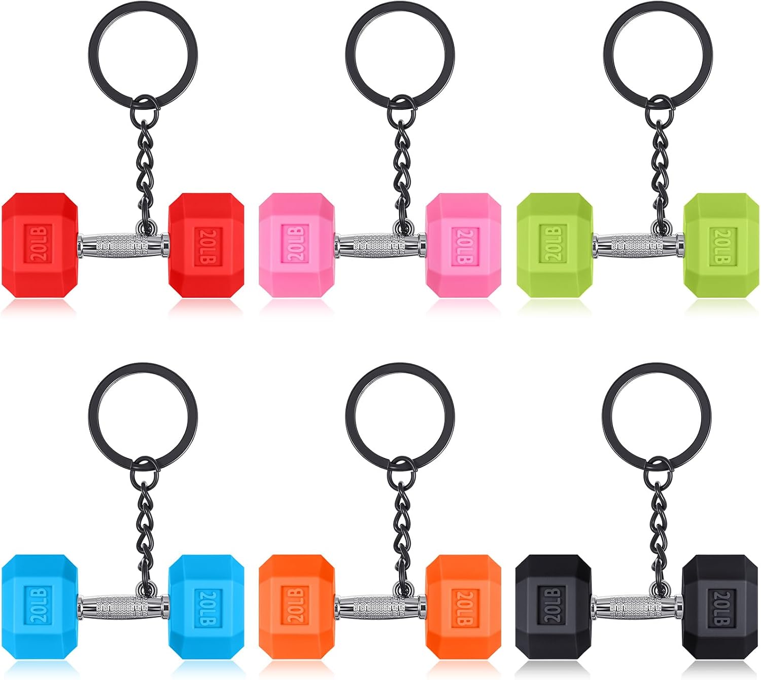 Tondiamo 6 Pcs Mini Dumbbell Keychain Gym Keychain Cool Gifts for Gym Rats Colorful Backpack Charm for Women Men Bag Purse Accessories Workout Fitness Enthusiast Lovers Birthday Gifts