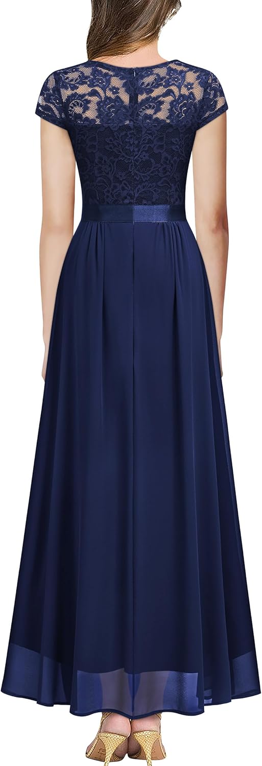 Miusol Women's Elegant Floral Lace Formal V Neck Bridesmaid Party Dress - Image 2