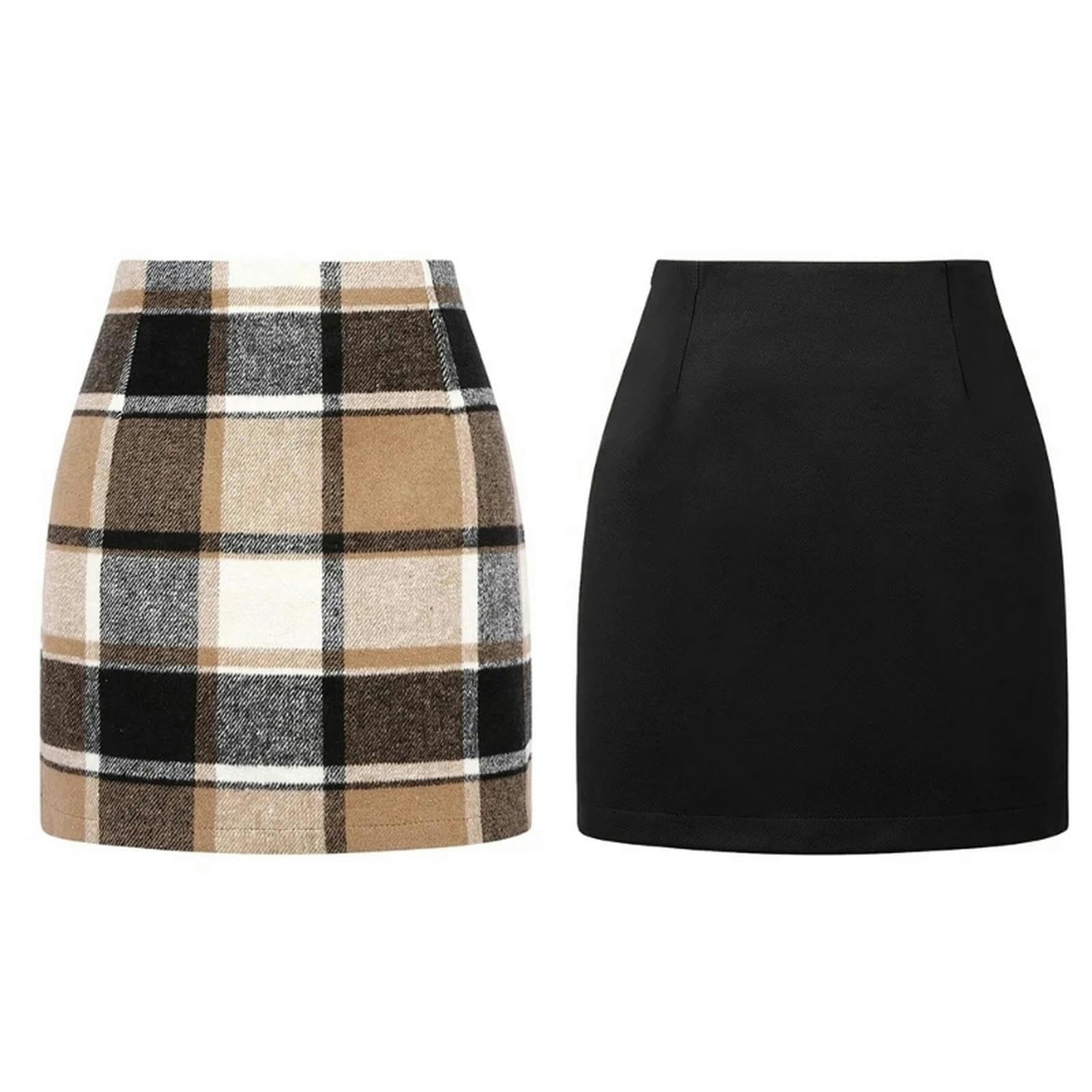 Skirt Autumn Winter Plaid Mini Skirt For Women Checked Vintage Office Ladies High Waist Pencil Bodycon Short Skirt