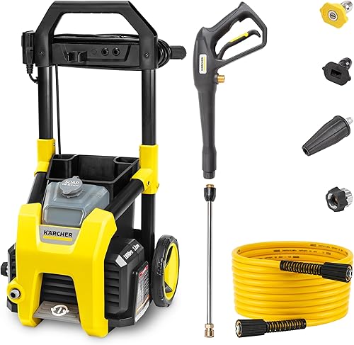 Karcher K1800PS 1800 PSI 1.2 GPM TruPressure - Lavadora eléctrica de 2250 PSI máxima con 3 boquillas para limpiar automóviles, revestimientos,