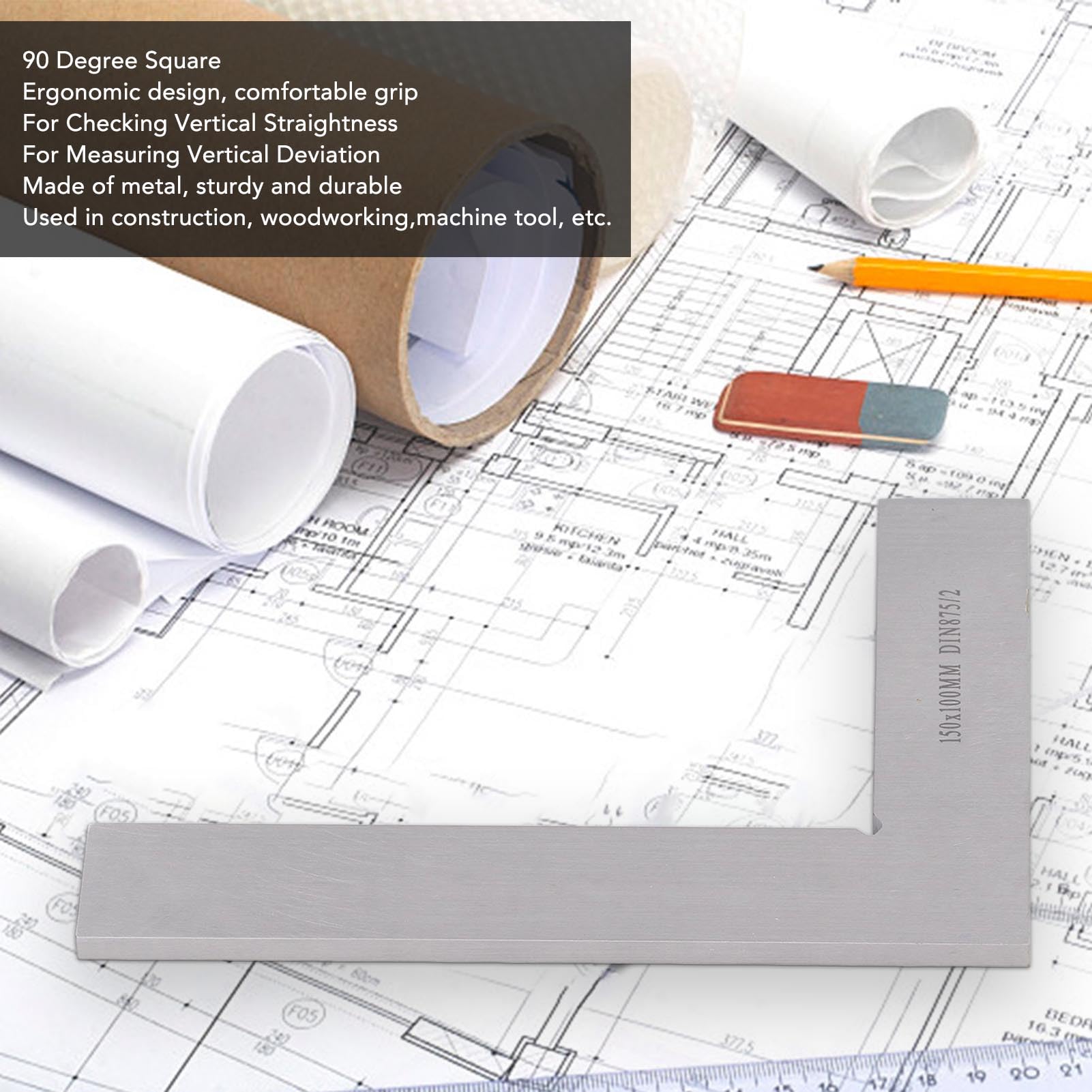 ANKROYU 90 Degree Square, Metal 90 Degree Angle Ruler, L Square Right Angle Measuring Tool, Right Angle Ruler for Machinist Woodworking