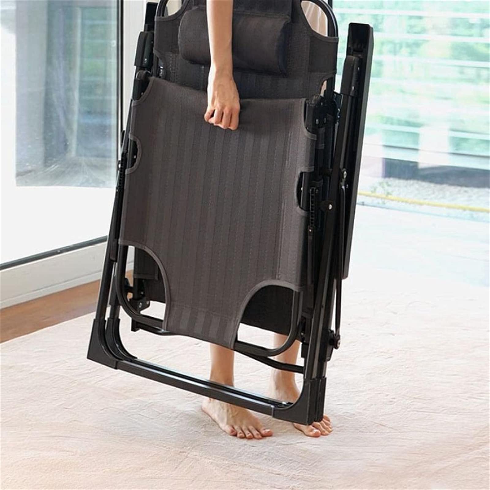 Fauteuil inclinable Pliable zéro gravité, Coussin pour chaises Longues, pour Jardin, terrasse, transats, lit inclinable, Charge jusqu'à 300 kg