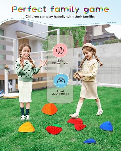 Miniatura 5 de Piedras de equilibrio para niños, juguetes para jugar en interiores y exteriores, antideslizantes, que promueven el equilibrio y la coordinación,