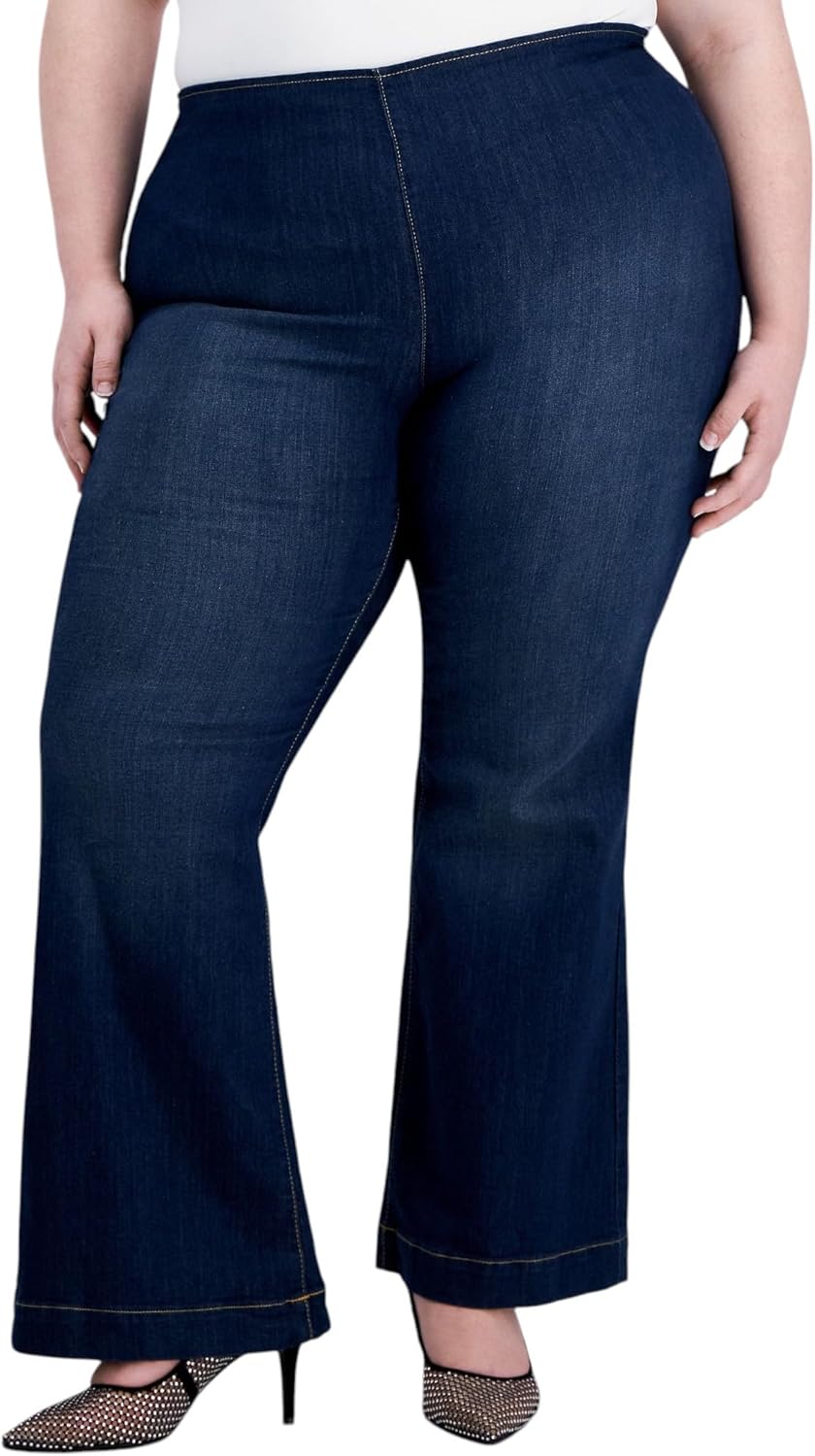 International Concepts Plus Size Pull-On Flare-Leg Denim Jeans