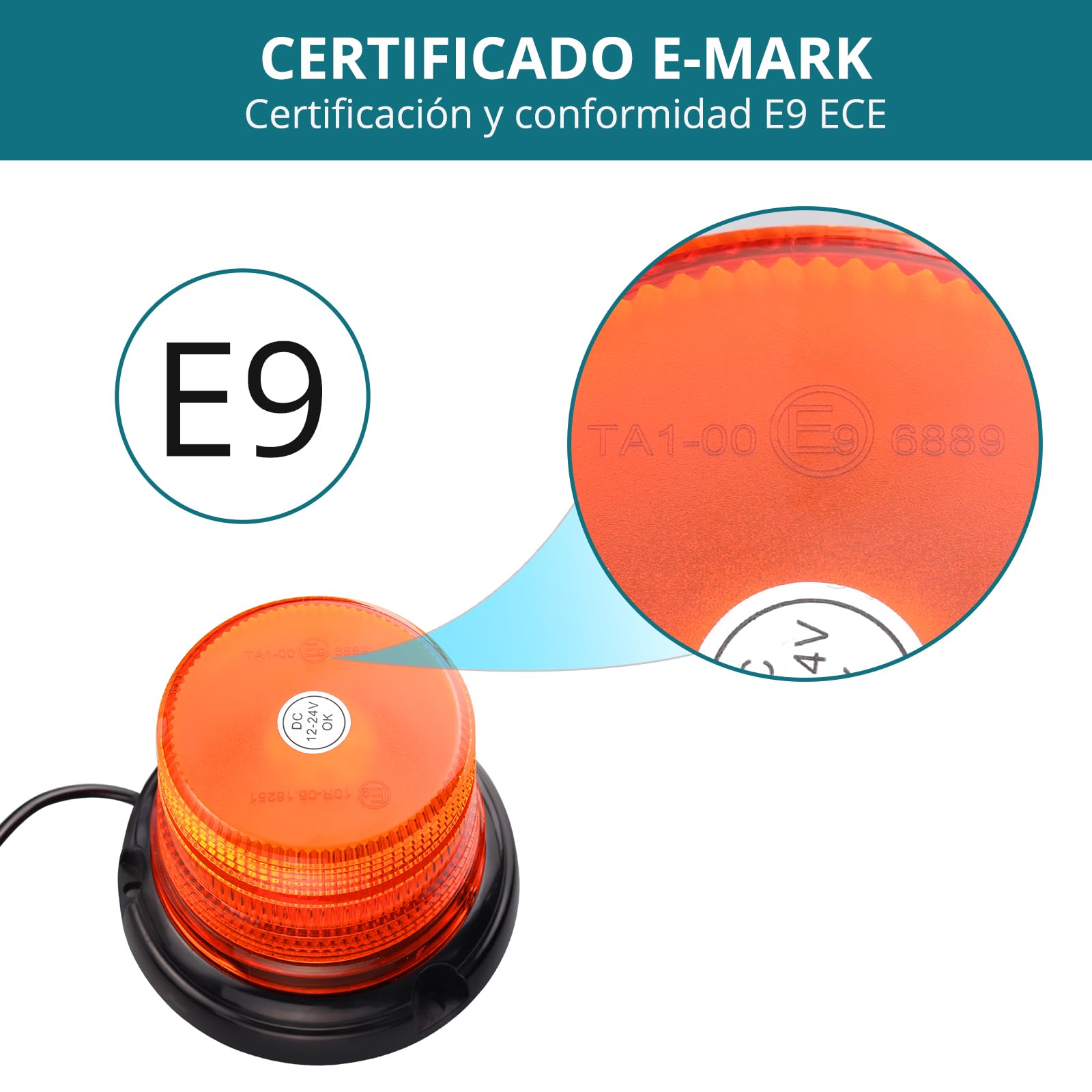 48 LEDs Batería Luz LED Estroboscópica, 12/24V Luz LED Estroboscópica Rotativo con Magnético, 7 Modos con 5 Metros Cable para el Coche Carretilla Elevadora Tractor Carrito de Golf Remolque