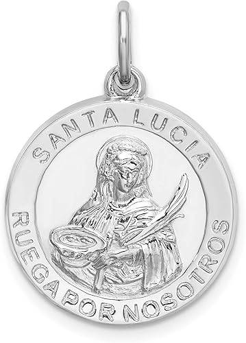 Jewelry Stores Network Santa Lucía Ruega Por Nosotros - Dije de plata de ley (0.827 x 0.748 in), Metal