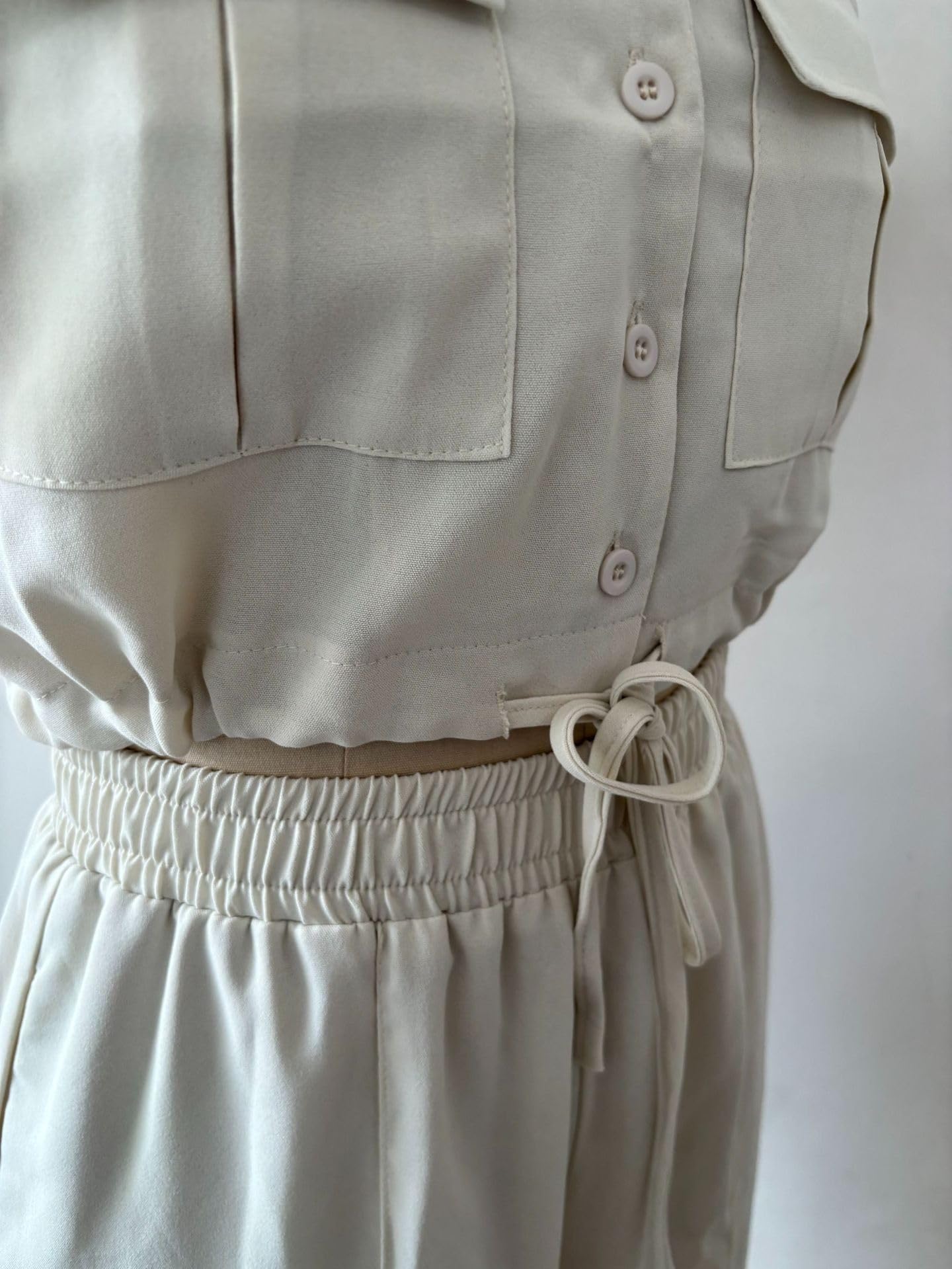 Conjunto de Verano de 2 Piezas para Mujer: Blusa de Manga Corta y Pantalón Cargo, Atuendo Deportivo Casual