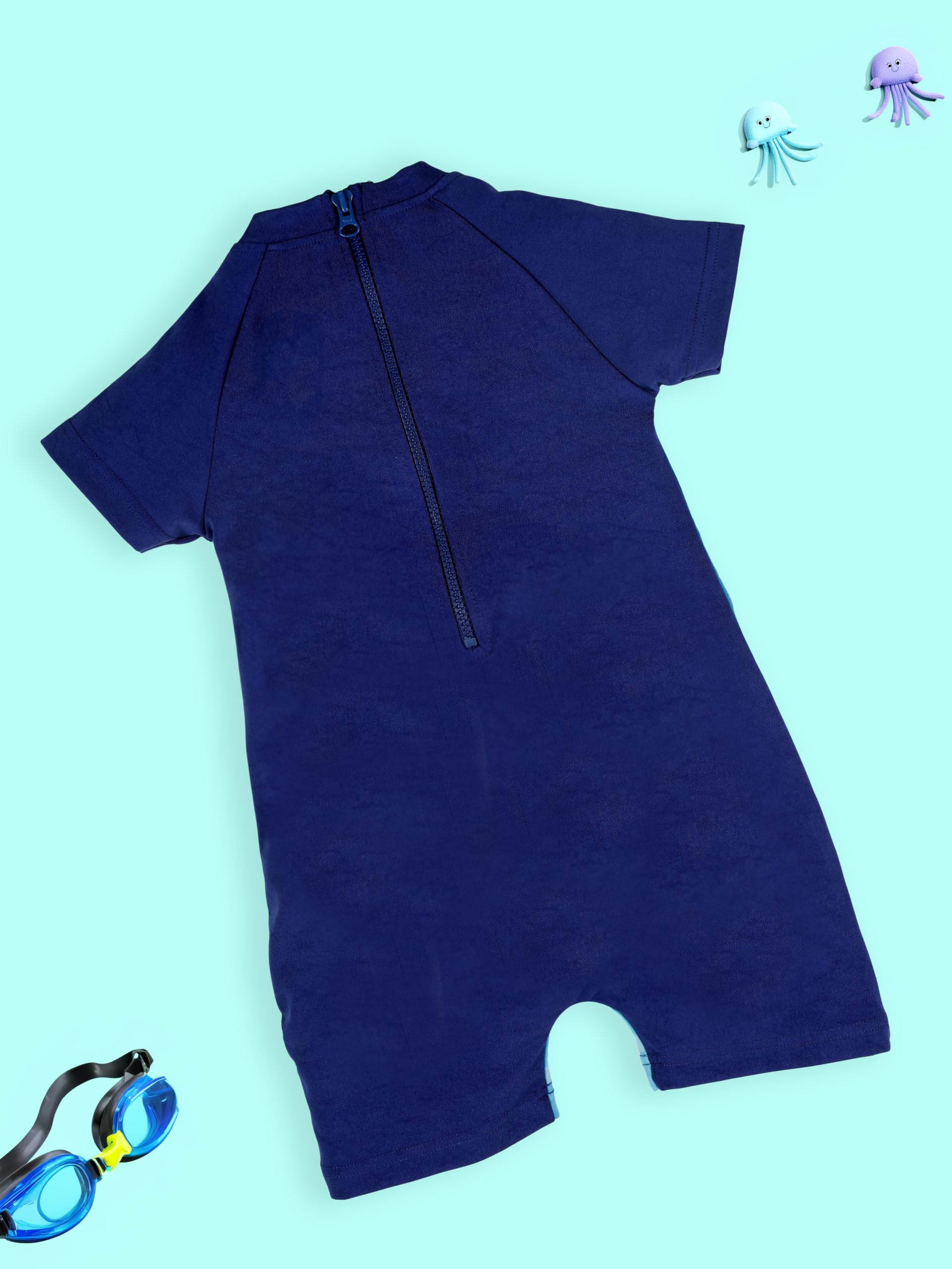 KiddoPanti Boys Printed Swimwear Bodysuit Swimsuit, Royal Blue - 1-2Y - Image 4 thumbnail