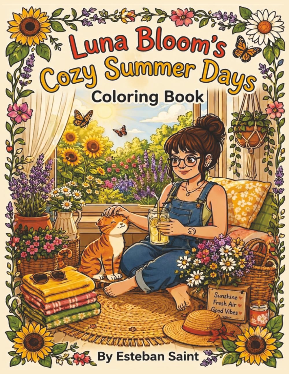 Luna Bloom’s Cozy Summer Days: Volume 2: A Cozy Summer Adult Coloring Book with Cute Characters, Bold Lines, and Relaxing Summer Scenes for Stress Relief. (Luna Bloom's Cozy Adventures)