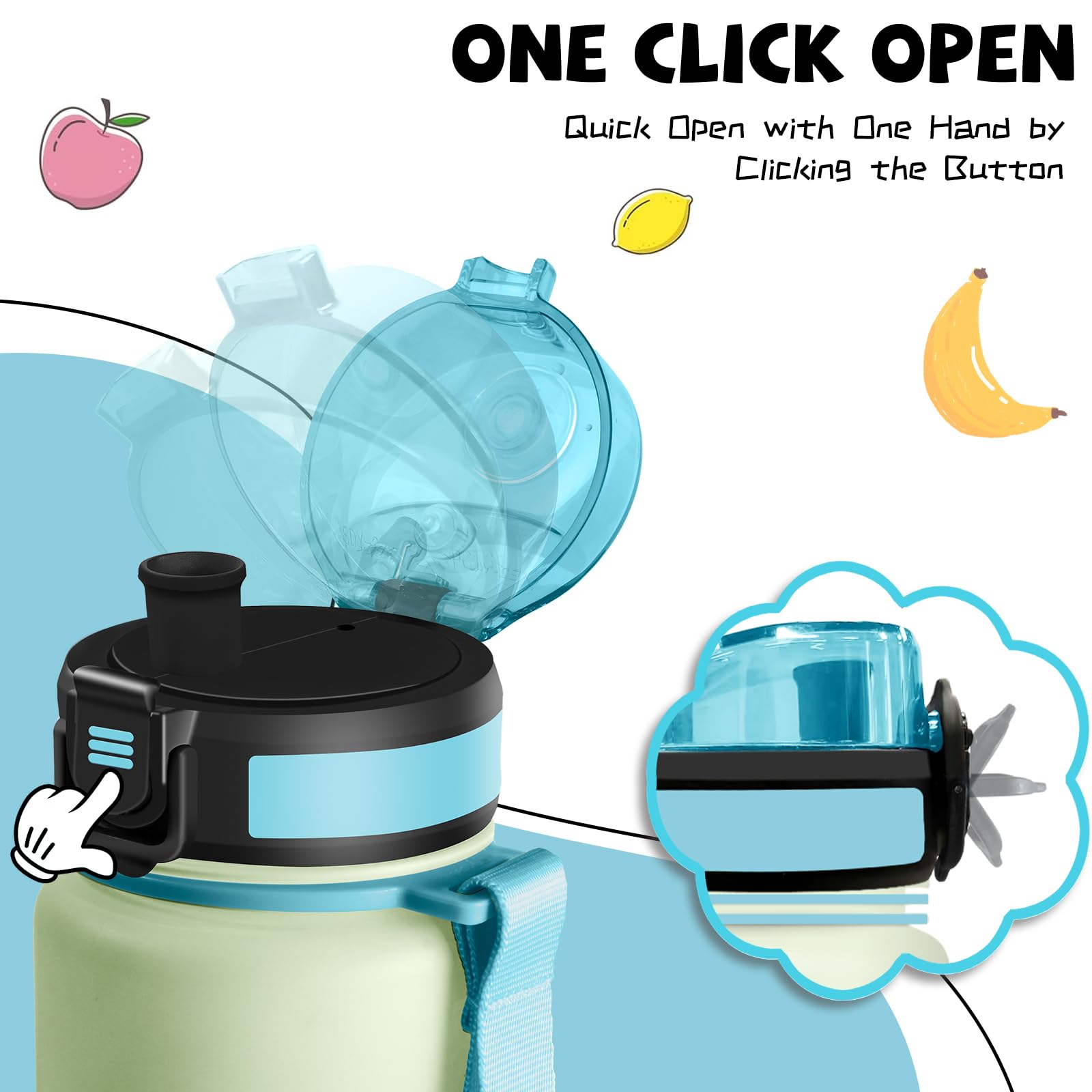 Mujigaga Gourde Enfant, Gourde 500ml, Anti Fuite, Gourdes Graduée pour 1 Journee, Facile à Nettoyer, Gourdes Enfant anti Fuite, Bouteille d'eau pour École, Camping, Vélo, Natation, Après-Sport - 5