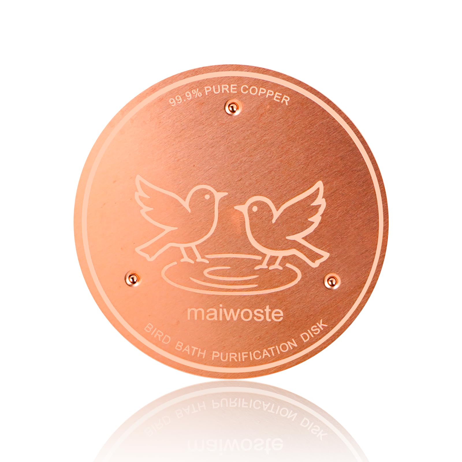maiwoste Bird Bath Copper Disk – 4 Inch 0.6mm Thick 99.9% Pure Copper with Triple-Point Support Design, Universal Fit for Outdoor Bird Baths