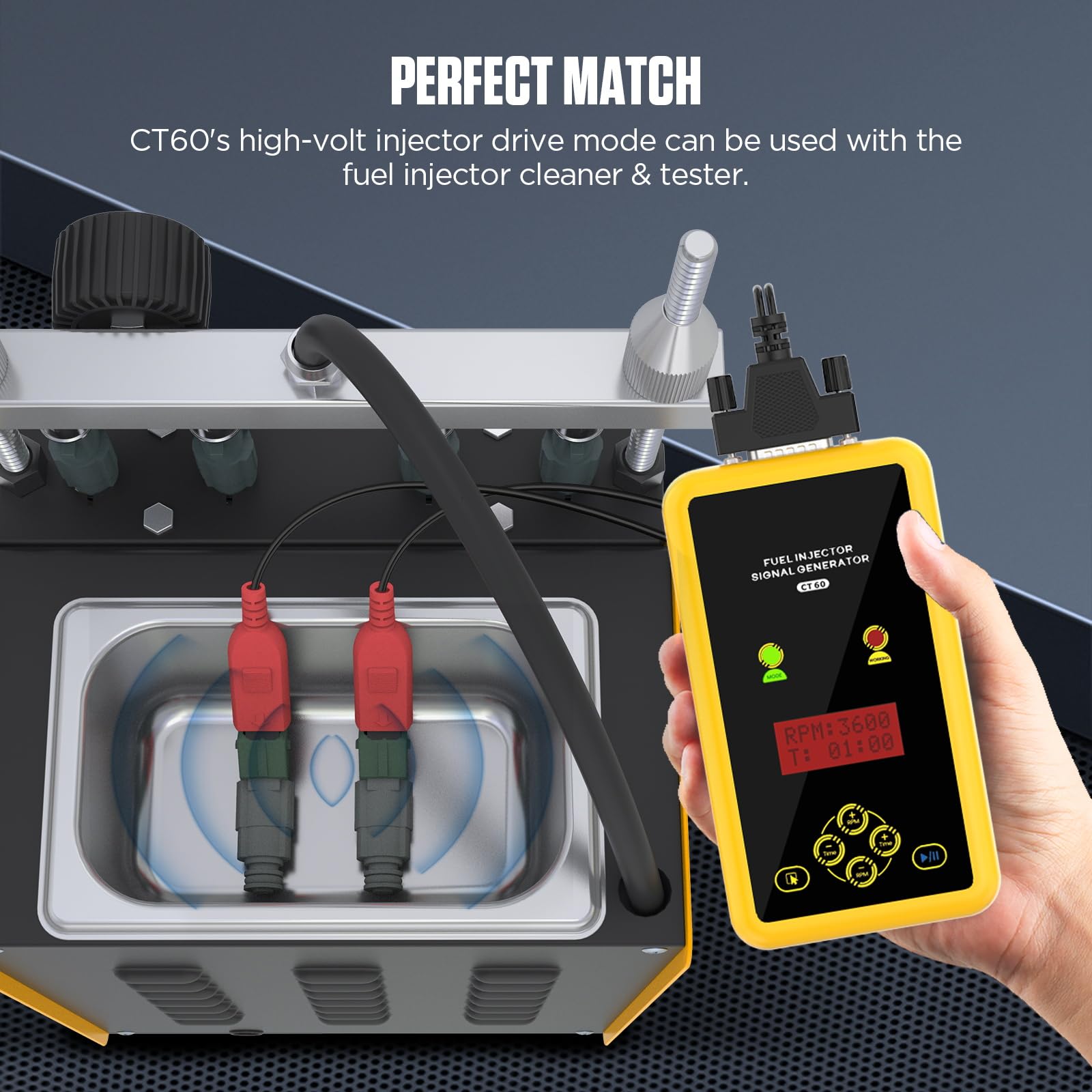 Tester e pulitore dell'iniettore del Carburante CT60, 12 V e 70 V, pulitore del Sistema di iniezione del Carburante GDI, Larghezza di impulso Regolabile, velocità e Tempo, Due iniettori